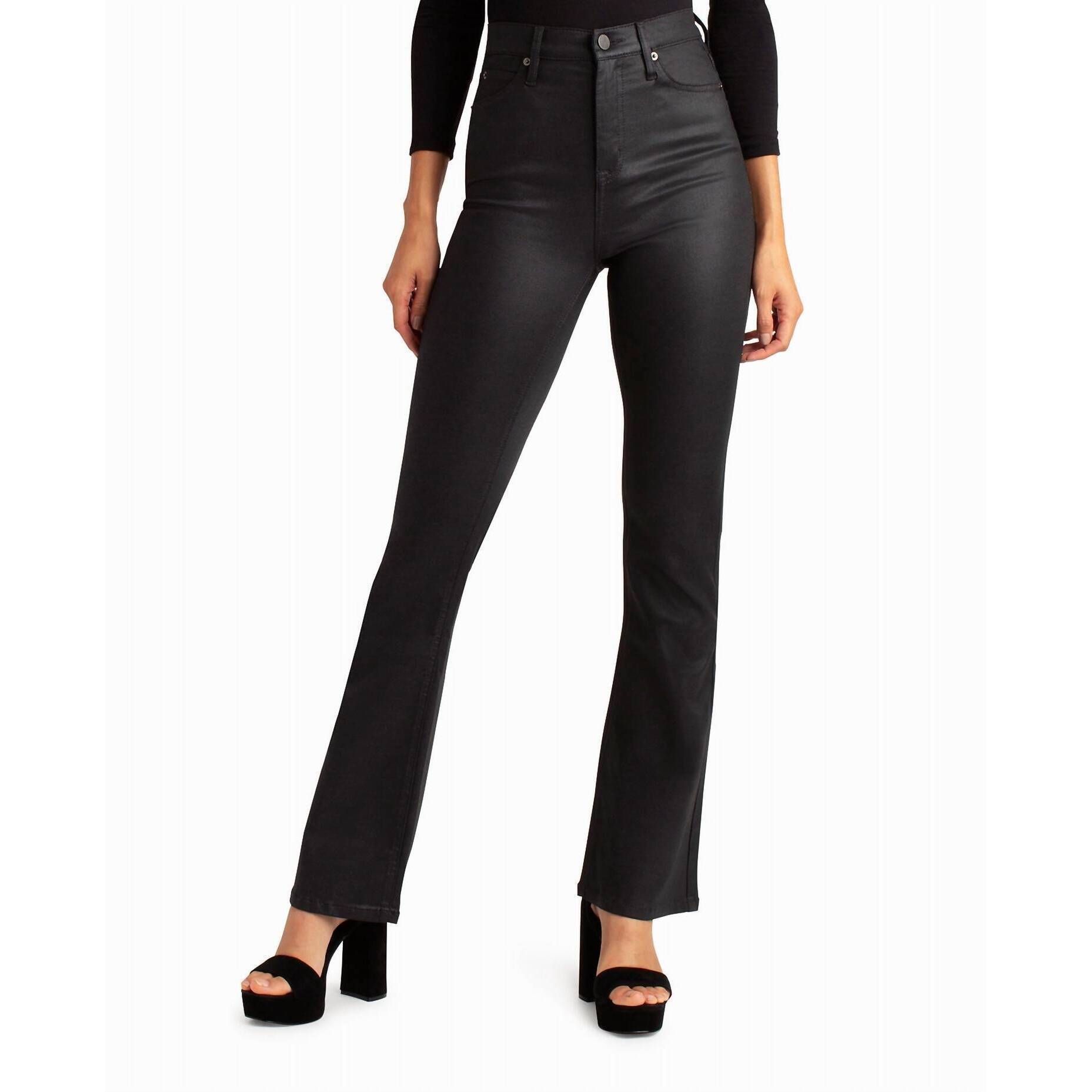 New Nicole Miller Glisten High Rise Flared Jeans In Black